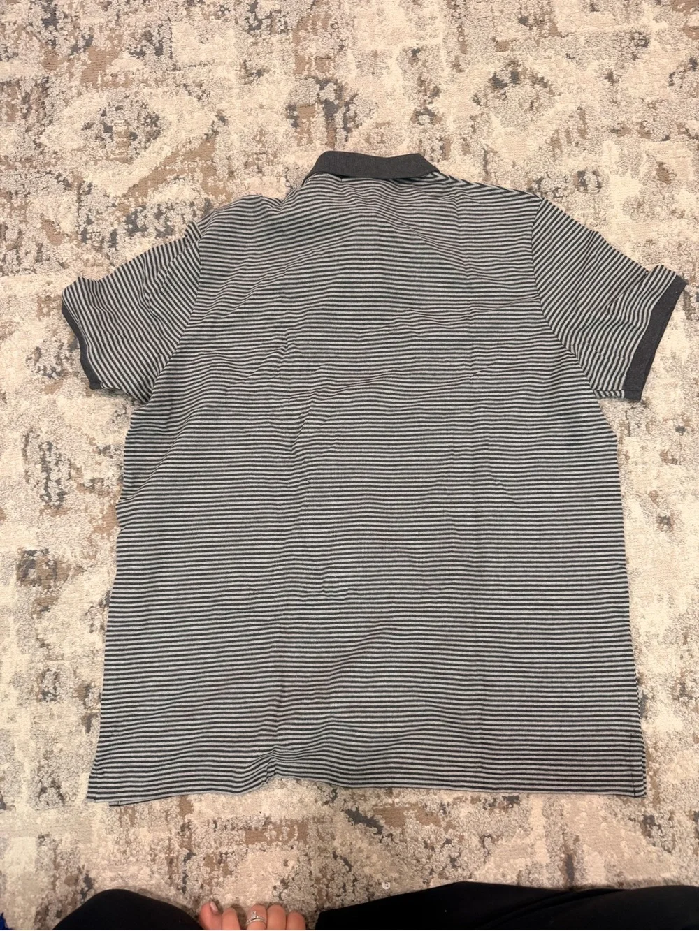 Striped Stretch Mesh Polo Shirt